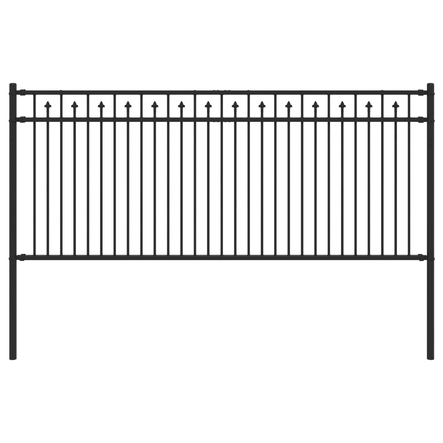 vidaXL Spitzenzaun Schwarz 200 x 130 cm Pulverbeschichteter Stahl