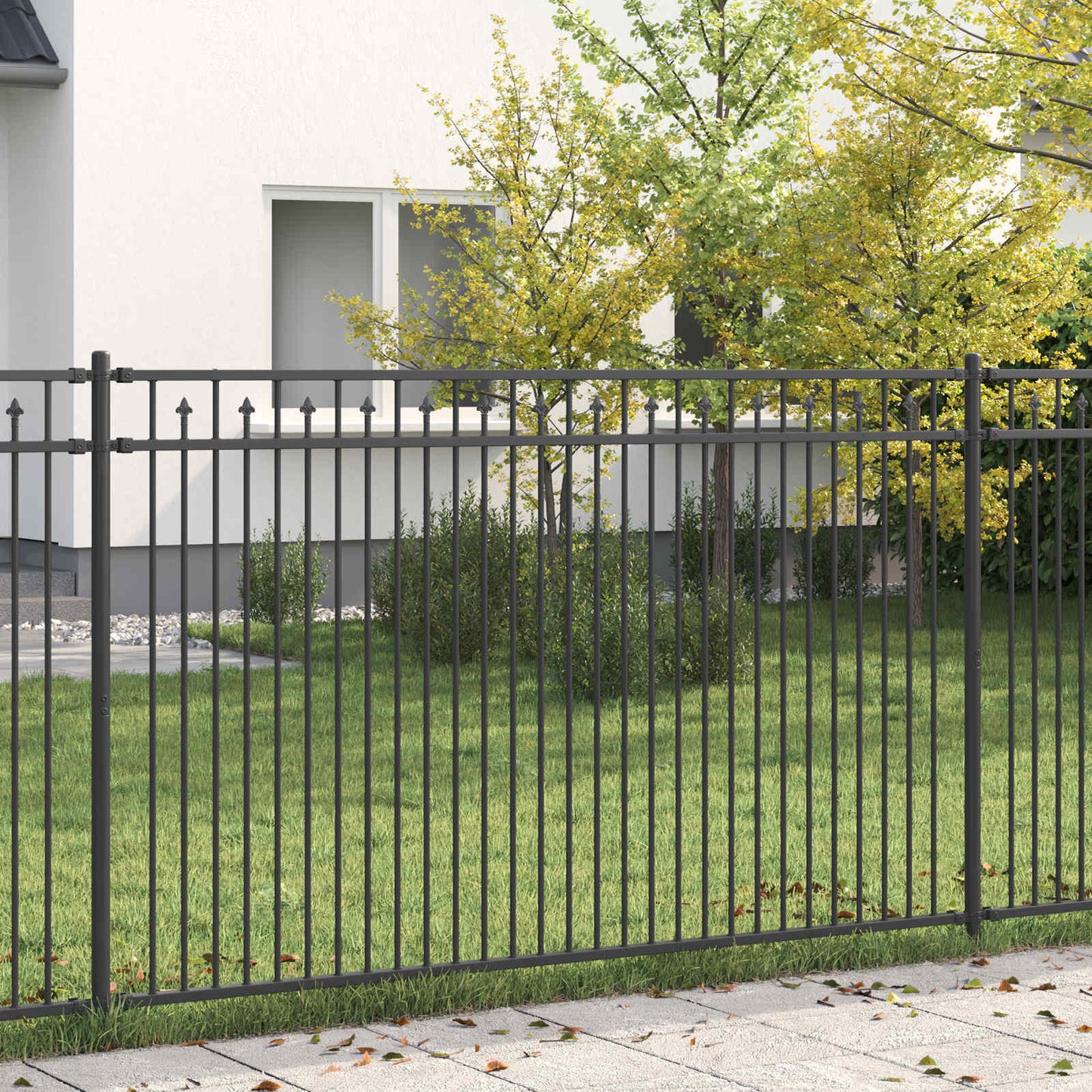 vidaXL Spitzenzaun Schwarz 200 x 166 cm Pulverbeschichteter Stahl