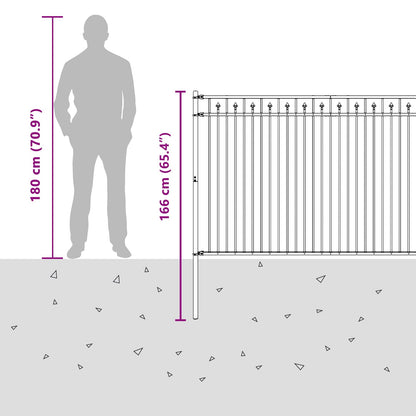 vidaXL Spitzenzaun Schwarz 200 x 166 cm Pulverbeschichteter Stahl