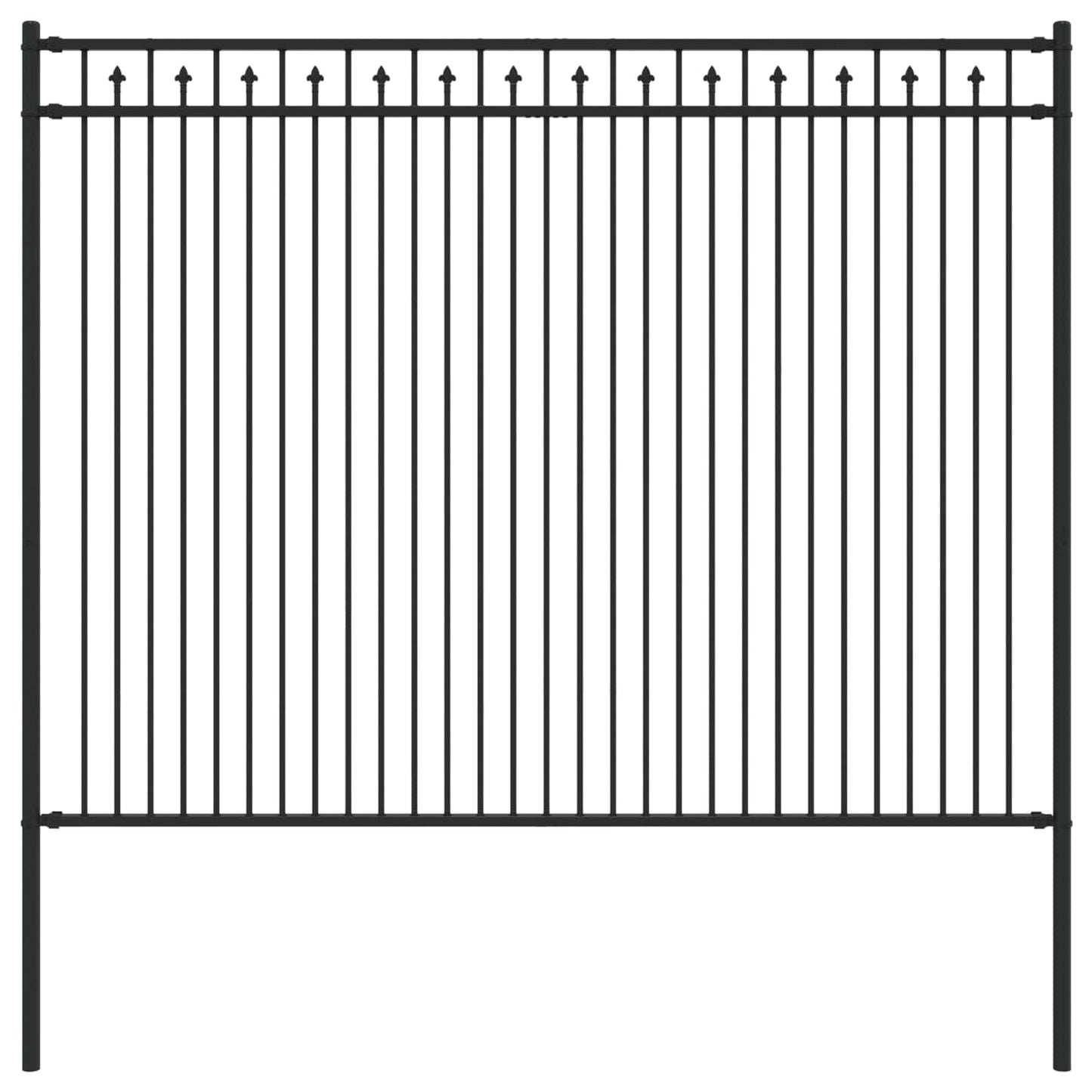 vidaXL Spitzenzaun Schwarz 200 x 200 cm Pulverbeschichteter Stahl