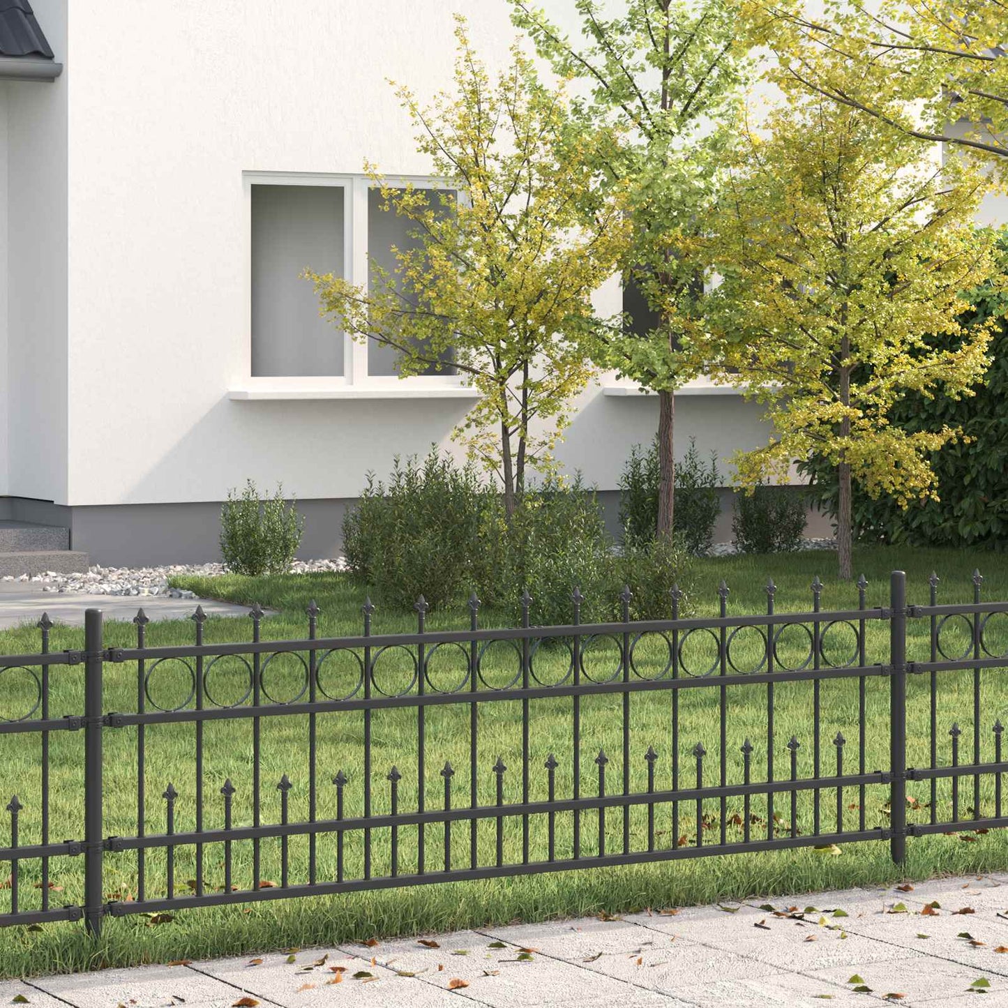 vidaXL Spike-Ringzaun Schwarz 200 x 130 cm Pulverbeschichteter Stahl