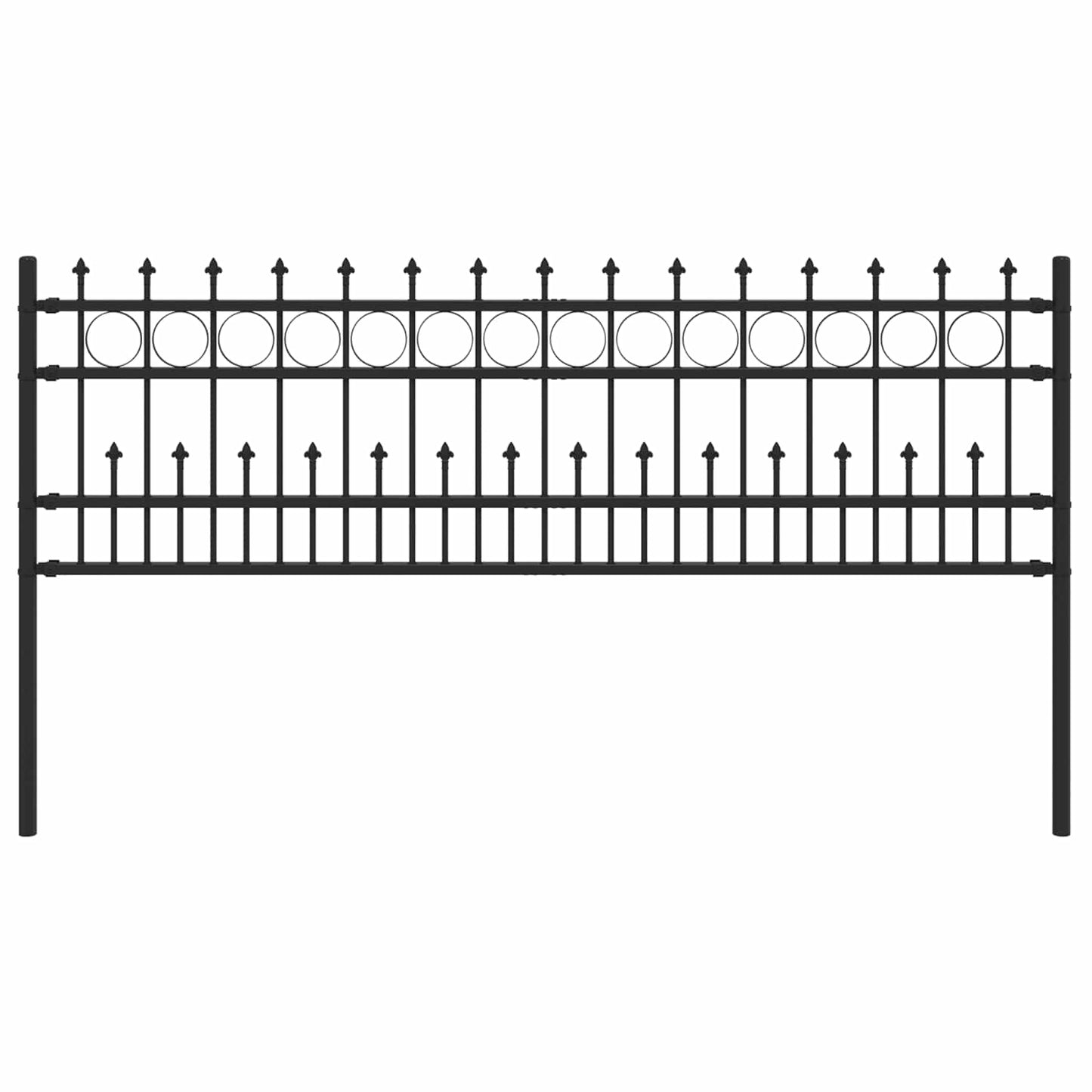 vidaXL Spike-Ringzaun Schwarz 200 x 130 cm Pulverbeschichteter Stahl