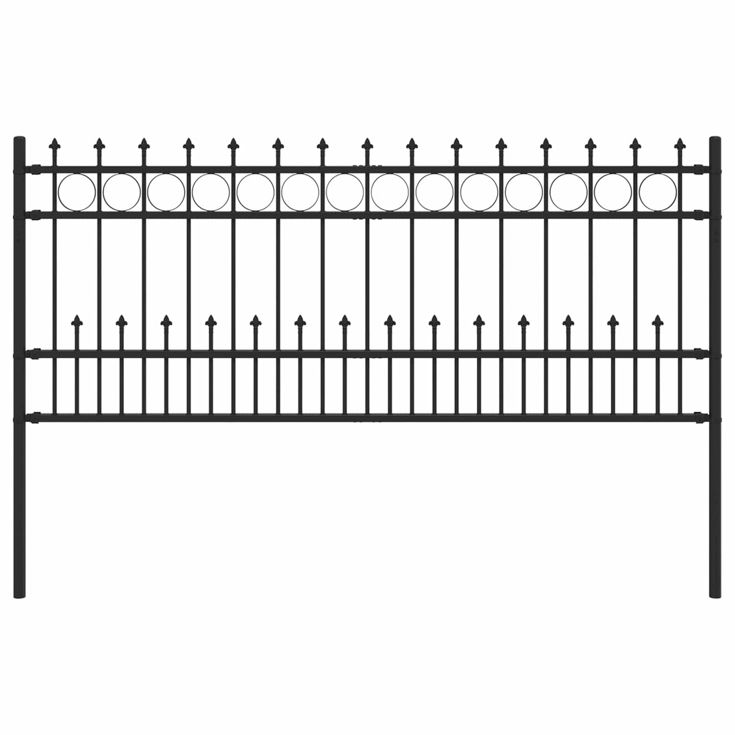 Spike-Ringzaun Schwarz 200 x 130 cm Pulverbeschichteter Stahl