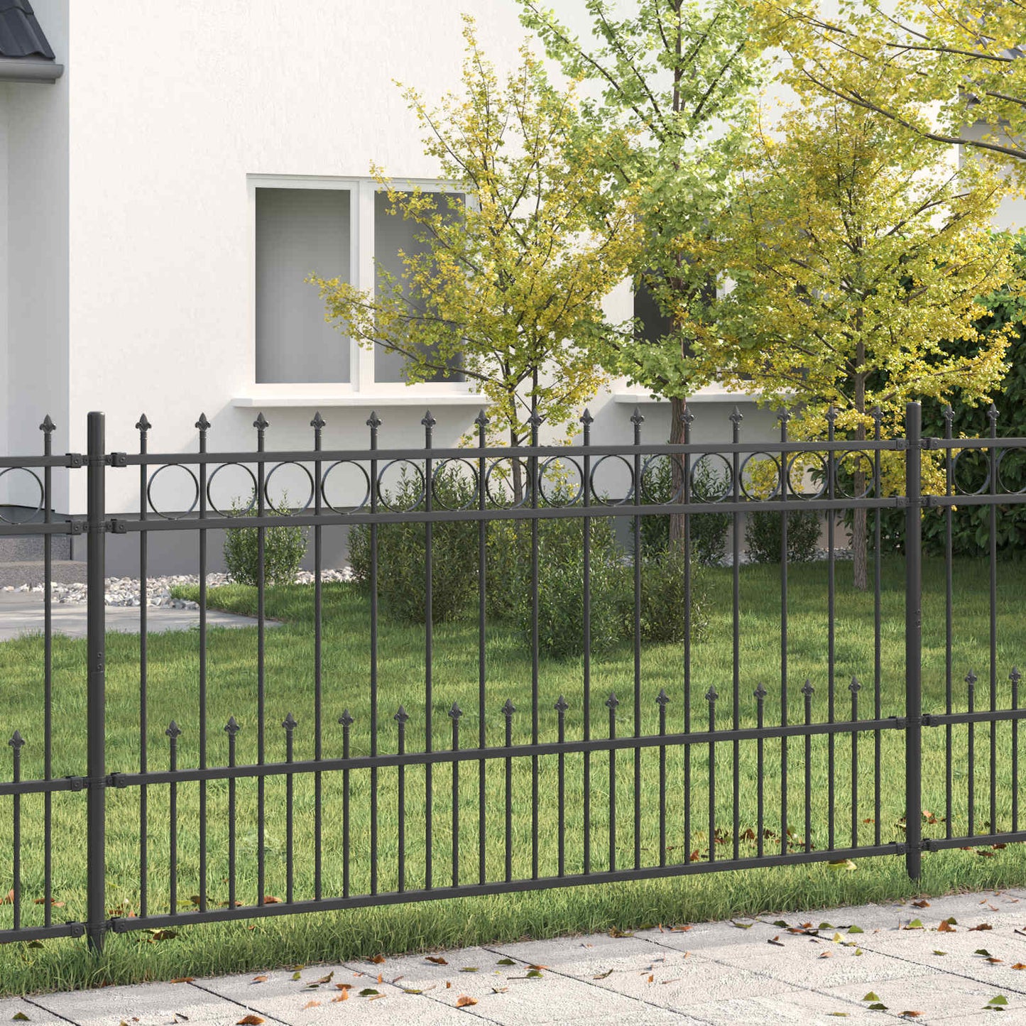 vidaXL Spike-Ringzaun Schwarz 200 x 150 cm Pulverbeschichteter Stahl