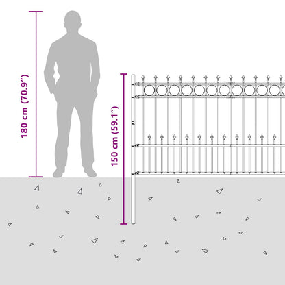 vidaXL Spike-Ringzaun Schwarz 200 x 150 cm Pulverbeschichteter Stahl