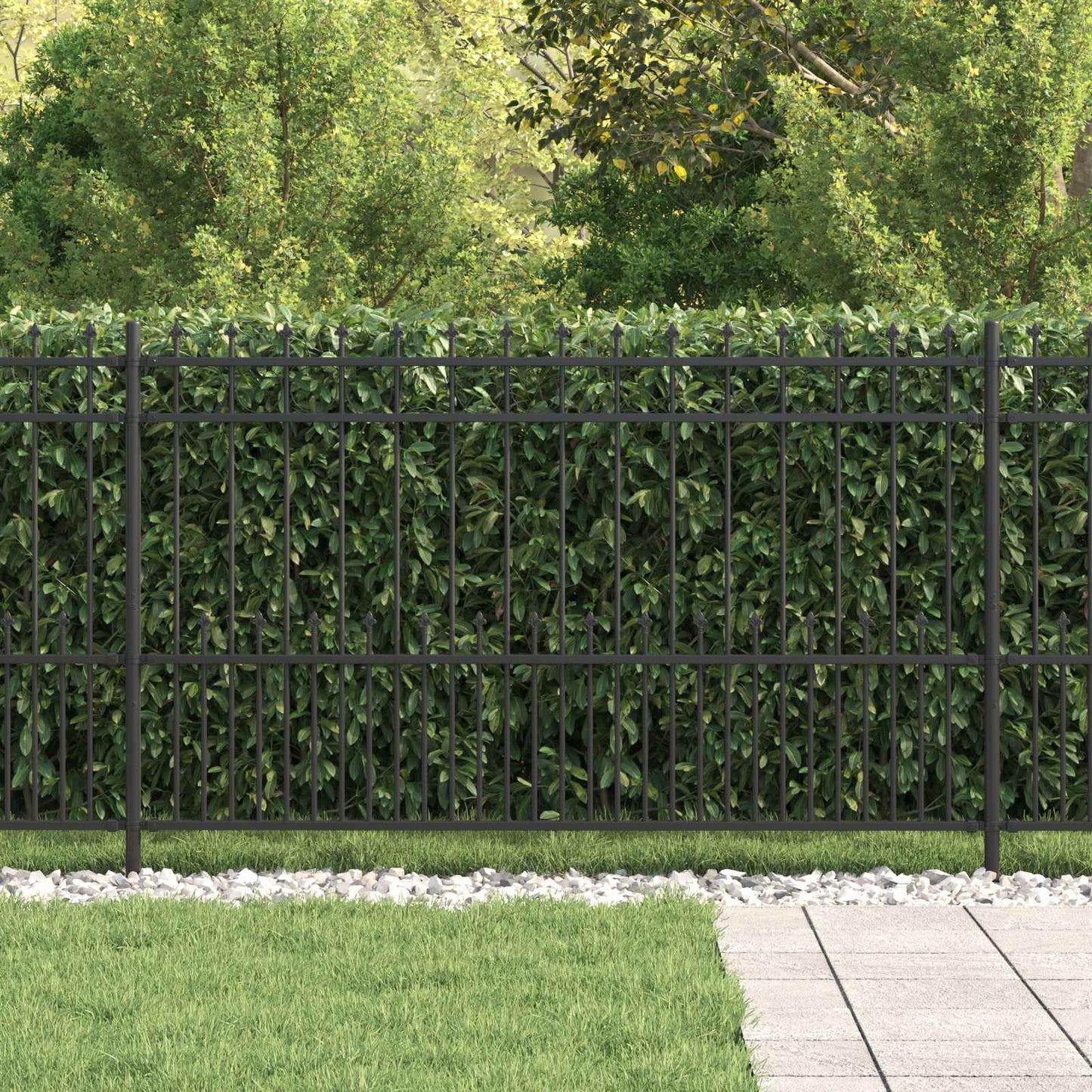 vidaXL Spike-Ringzaun Schwarz 200 x 130 cm Pulverbeschichteter Stahl