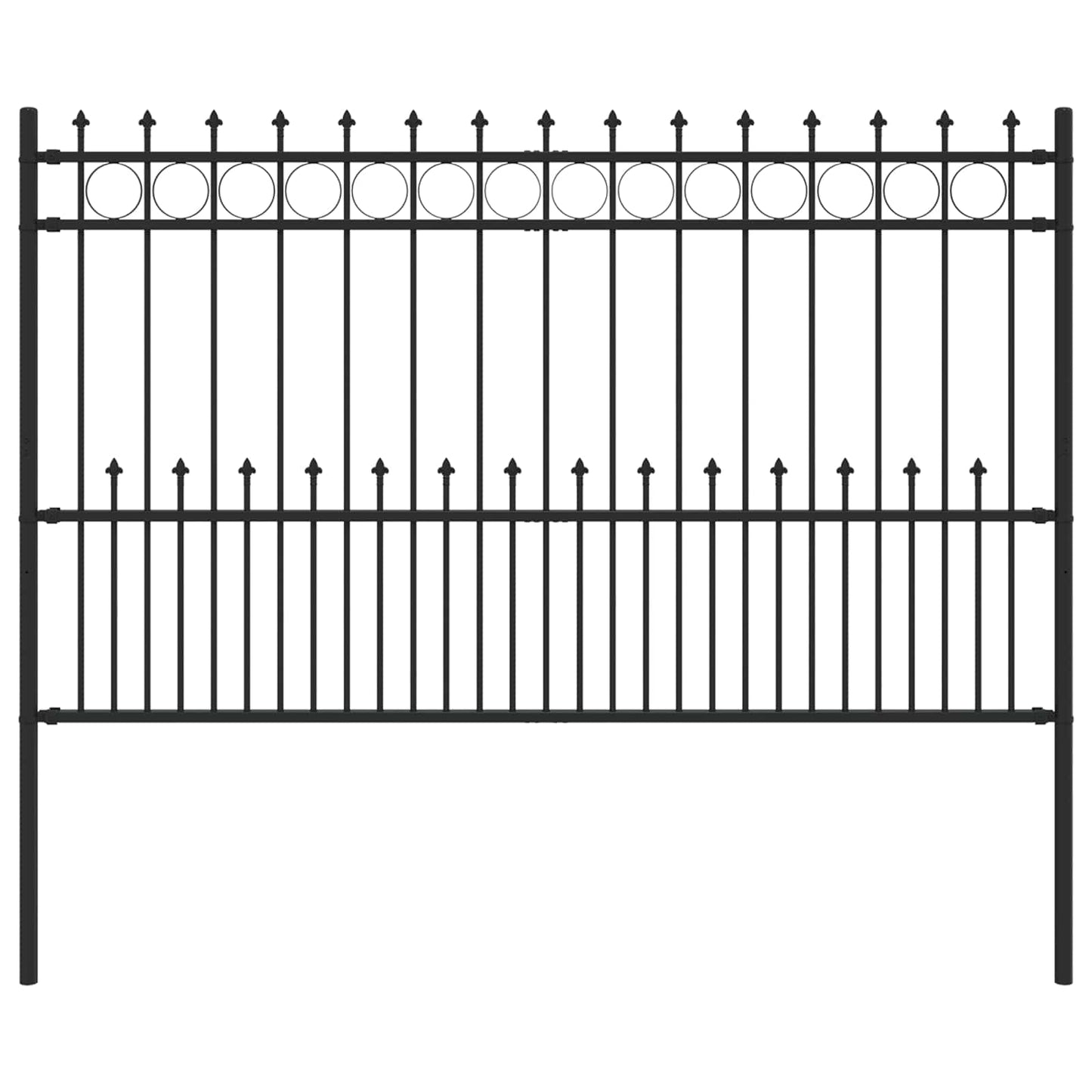 vidaXL Spike-Ringzaun Schwarz 200 x 130 cm Pulverbeschichteter Stahl