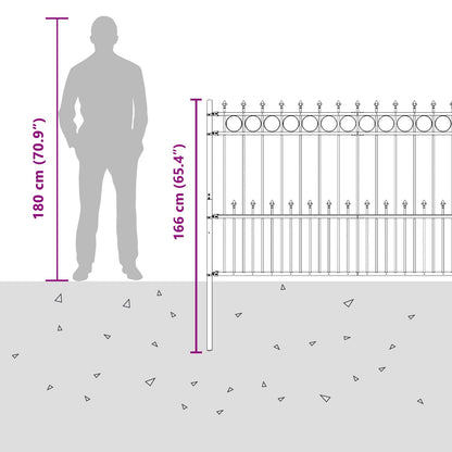 vidaXL Spike-Ringzaun Schwarz 200 x 130 cm Pulverbeschichteter Stahl