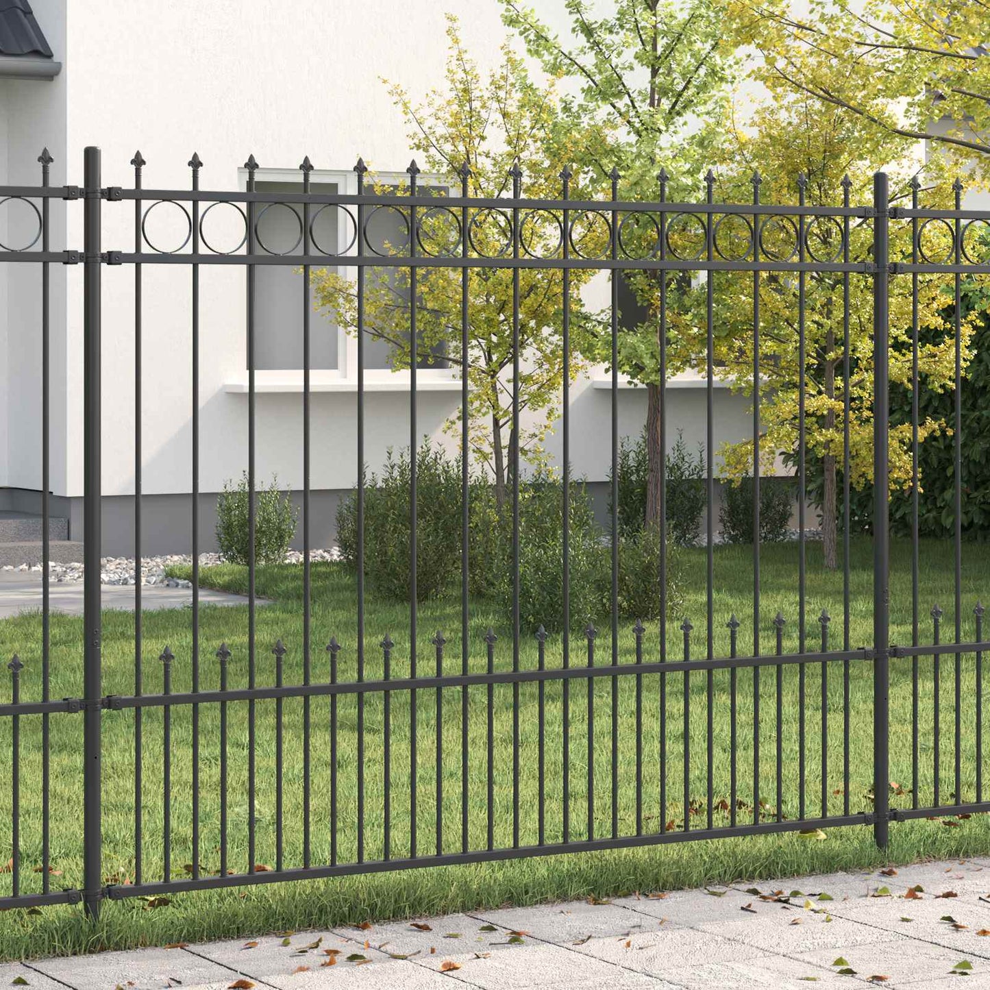 vidaXL Spike-Ringzaun Schwarz 200 x 200 cm Pulverbeschichteter Stahl