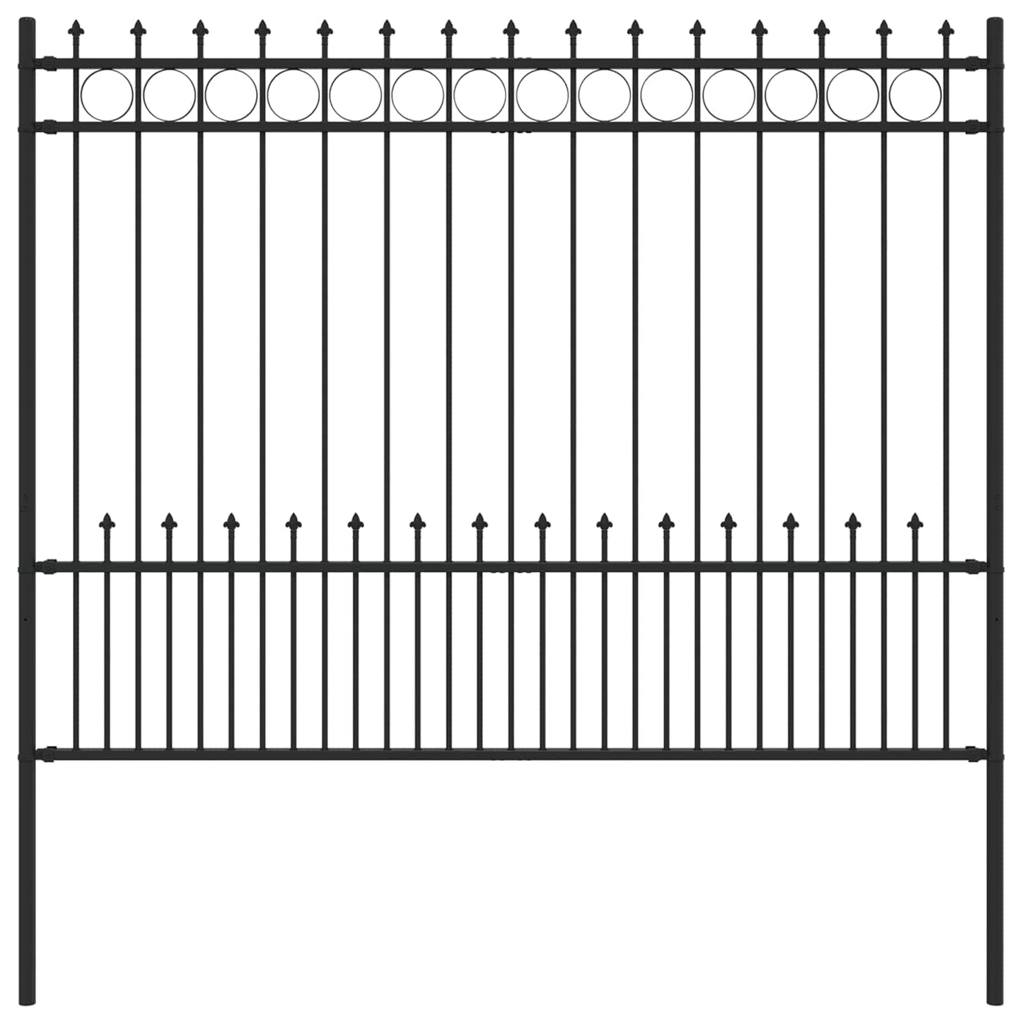 vidaXL Spike-Ringzaun Schwarz 200 x 200 cm Pulverbeschichteter Stahl