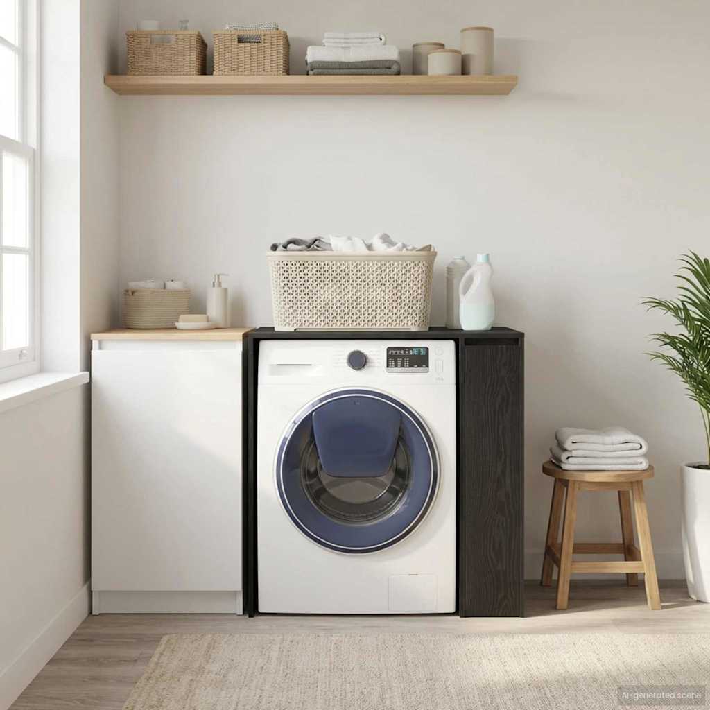 vidaXL Waschmaschinen-Schrank Schwarz Eichen-Optik 87 x 60 x 89 cm