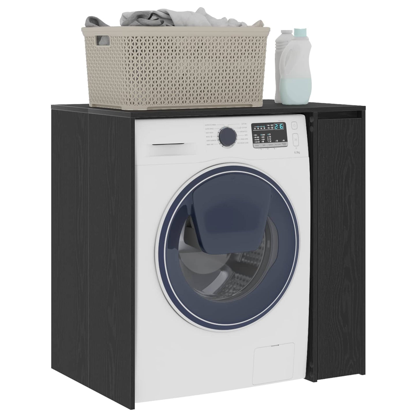 vidaXL Waschmaschinen-Schrank Schwarz Eichen-Optik 87 x 60 x 89 cm