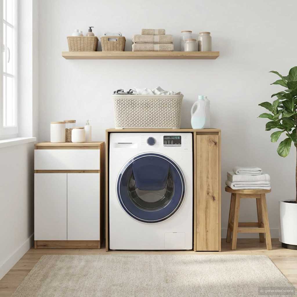 vidaXL Waschmaschinen-Schrank mit Tür Artisan-Eiche 87 x 60 x 89 cm