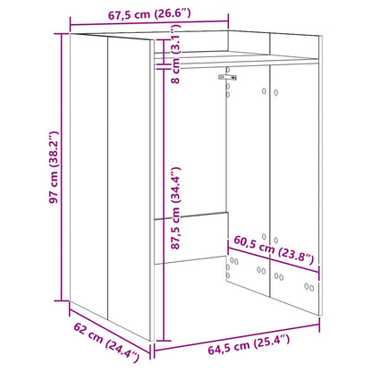 vidaXL Waschmaschinen-Schrank Schwarz Eichen-Optik 67,5 x 62 x 97 cm