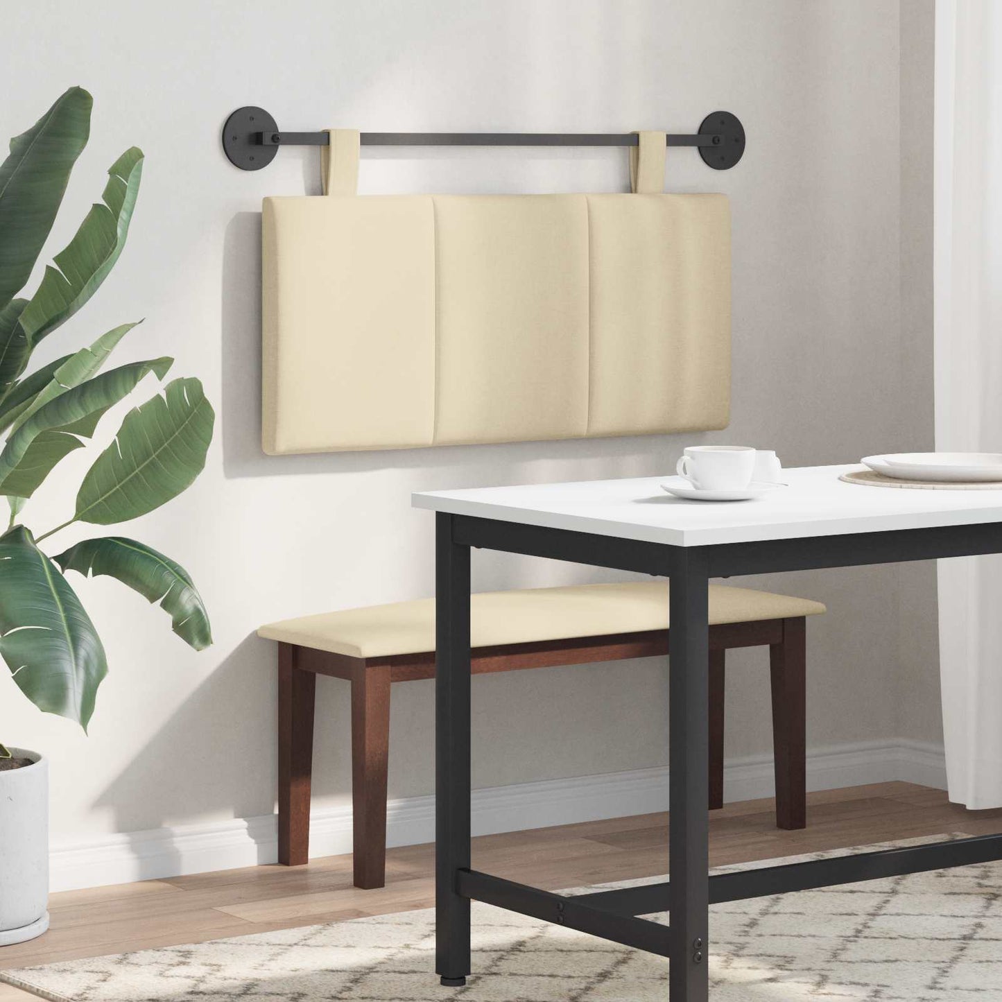 Hängevorderseite Wandmontiert Creme 100 x 55 x 5 cm Stoff