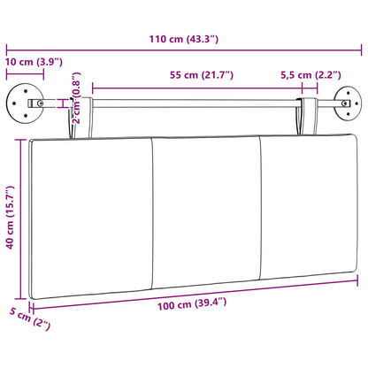 Hängevorderseite Wandmontiert Hellgrau 110 x 55 x 5 cm Stoff