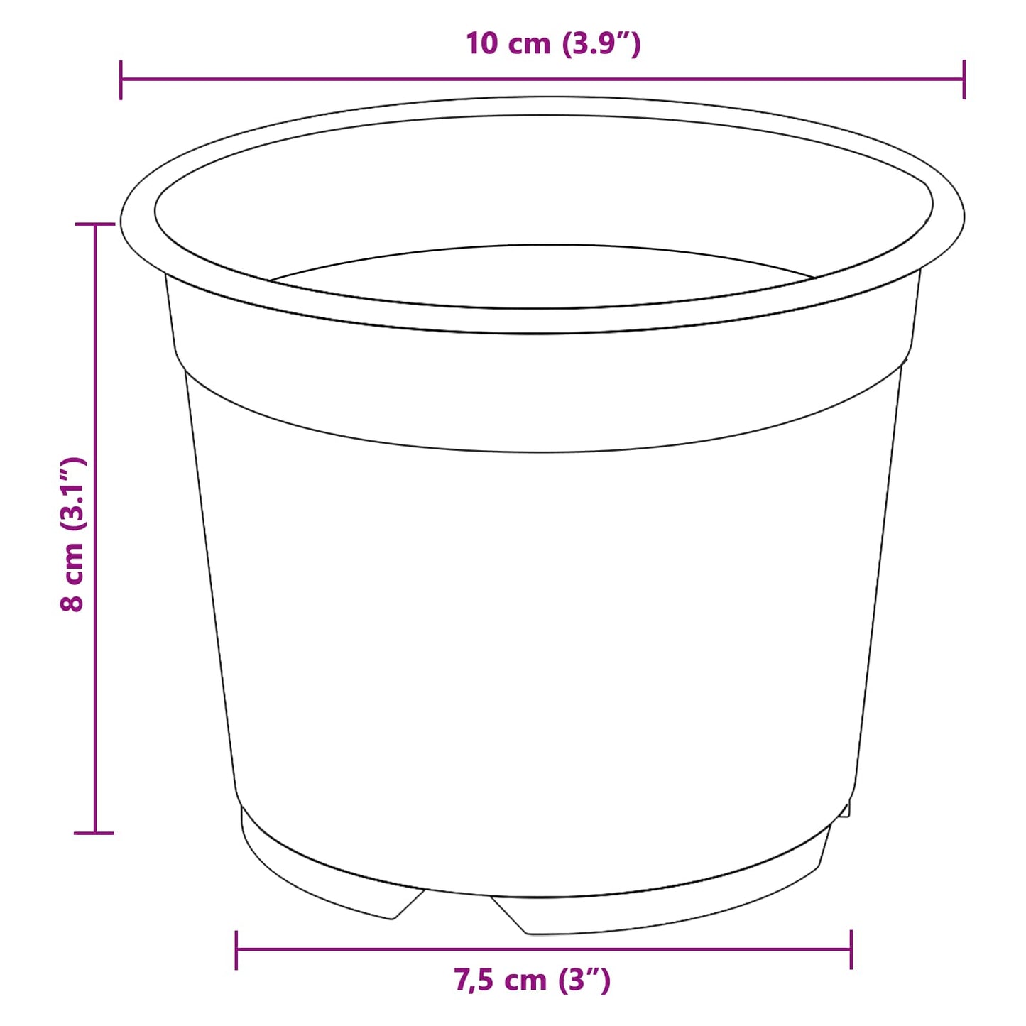 Blumentopf 100 pcs Schwarz Ø 15 x 12,5 cm Kunststoff