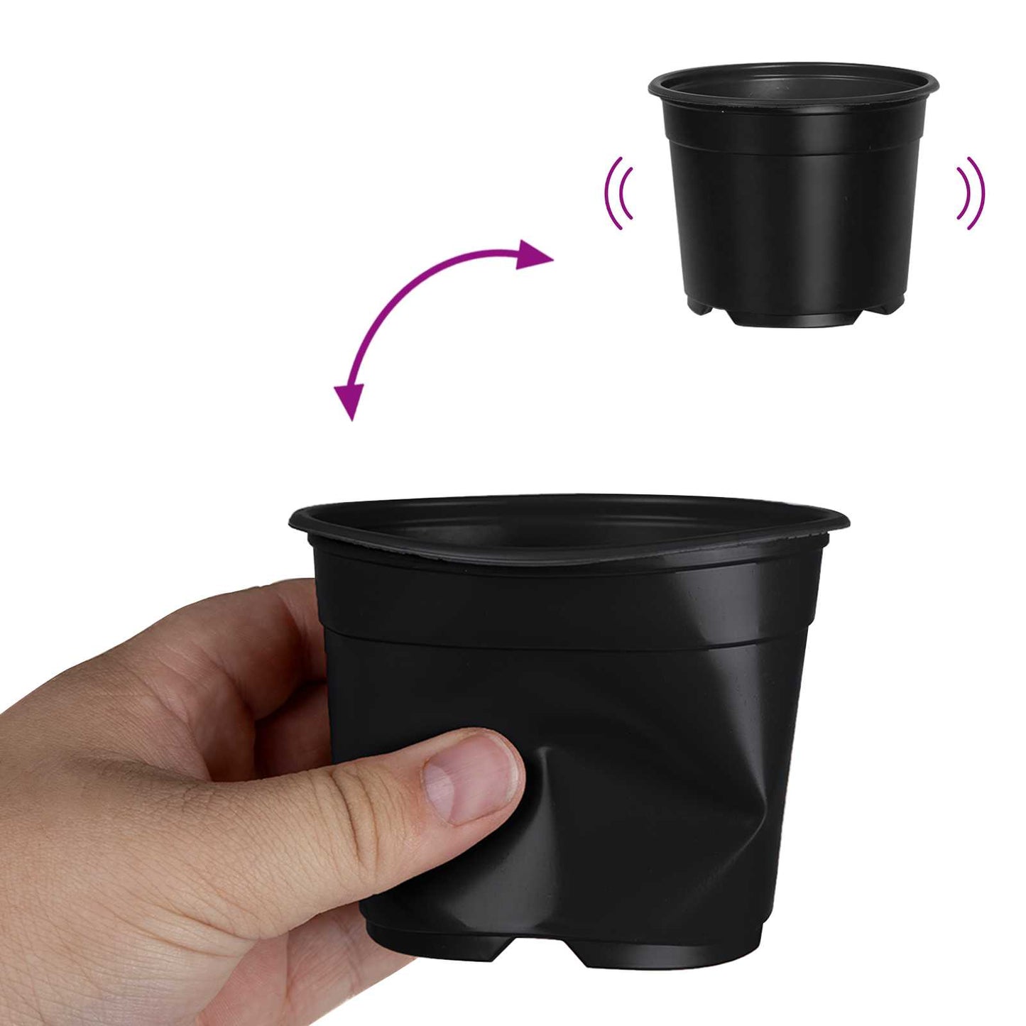 vidaXL Pot de fleurs 200 pcs Noir Ø 15 x 12,5 cm Plastique