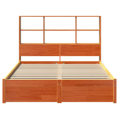 vidaXL Bettgestell mit Aufbewahrungskopfteil 2 pcs Wachsbraun