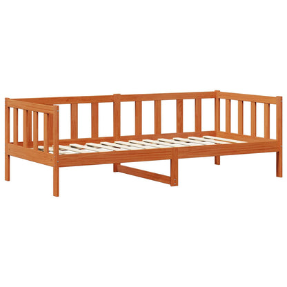 vidaXL Tag-Bett mit Matratze Wachsbraun und Weiß 90 x 200 cm