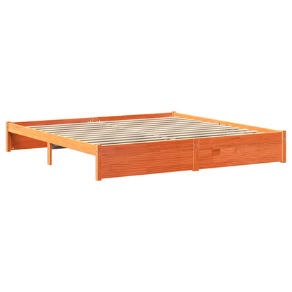 vidaXL Bettgestell mit Aufbewahrungskopfteil 2 pcs Wachsbraun