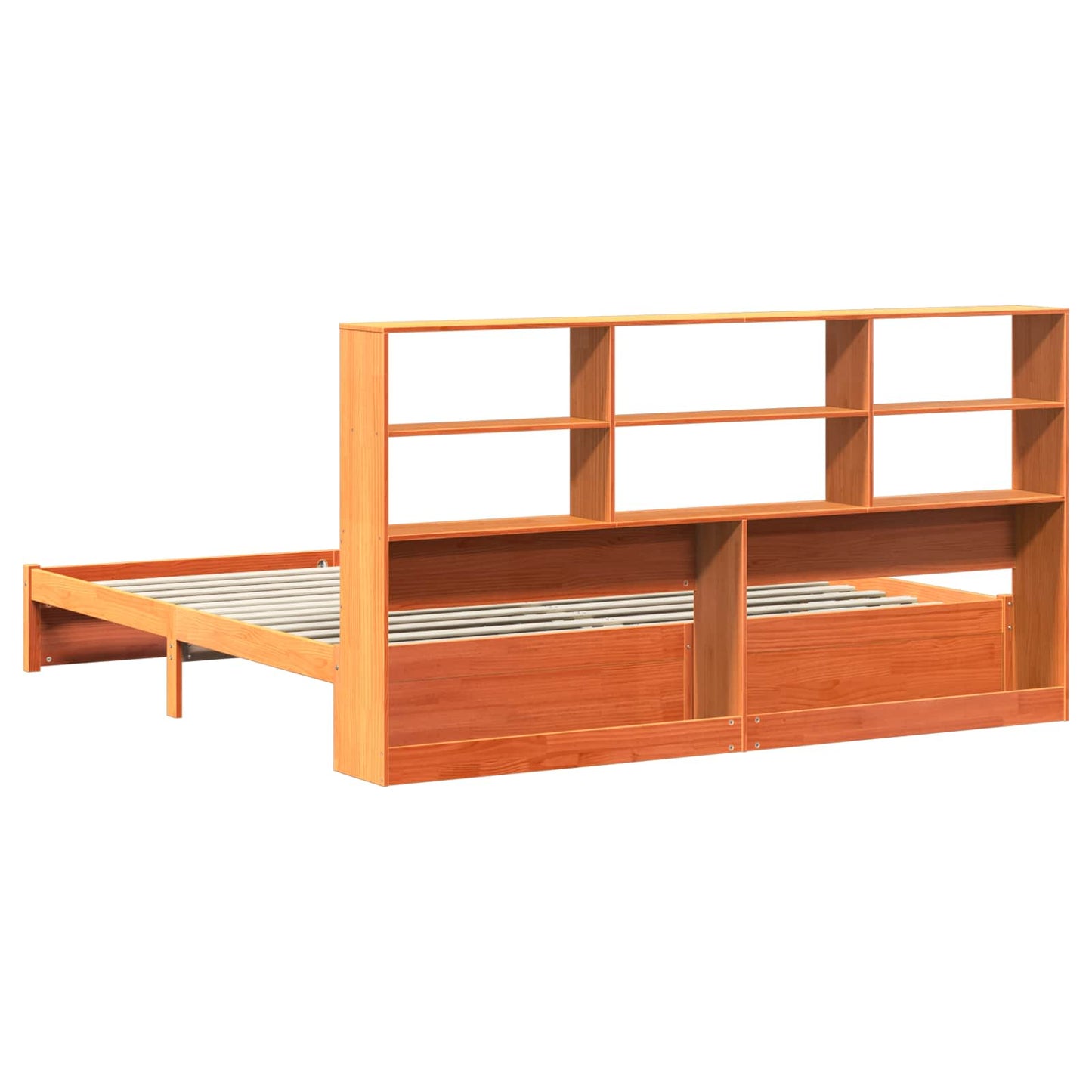 vidaXL Bettgestell mit Aufbewahrungskopfteil 2 pcs Wachsbraun