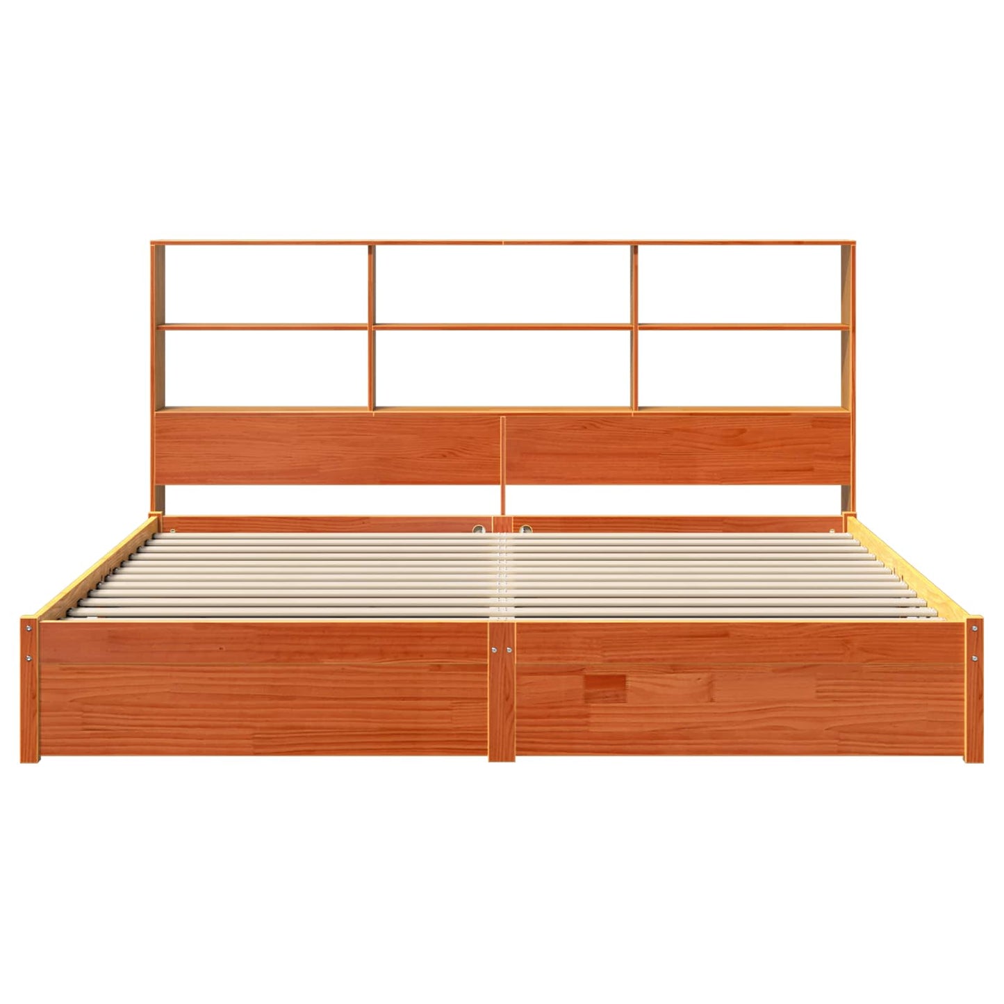 vidaXL Bettgestell mit Aufbewahrungskopfteil 2 pcs Wachsbraun
