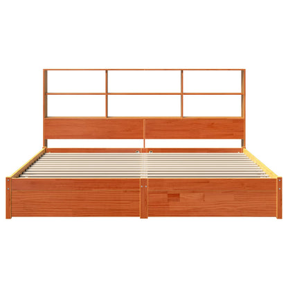 vidaXL Bettgestell mit Aufbewahrungskopfteil 2 pcs Wachsbraun