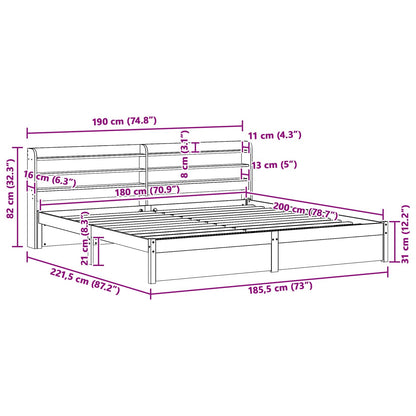 vidaXL Bettrahmen mit Kopfteil 2 pcs Wachsbraun Massivholz Kiefer