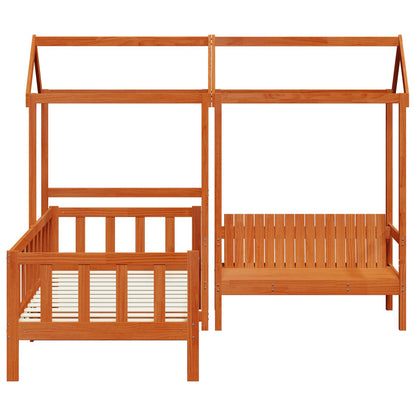 vidaXL Tagesbett Set 3 pcs Wachsbraun Massives Kiefernholz