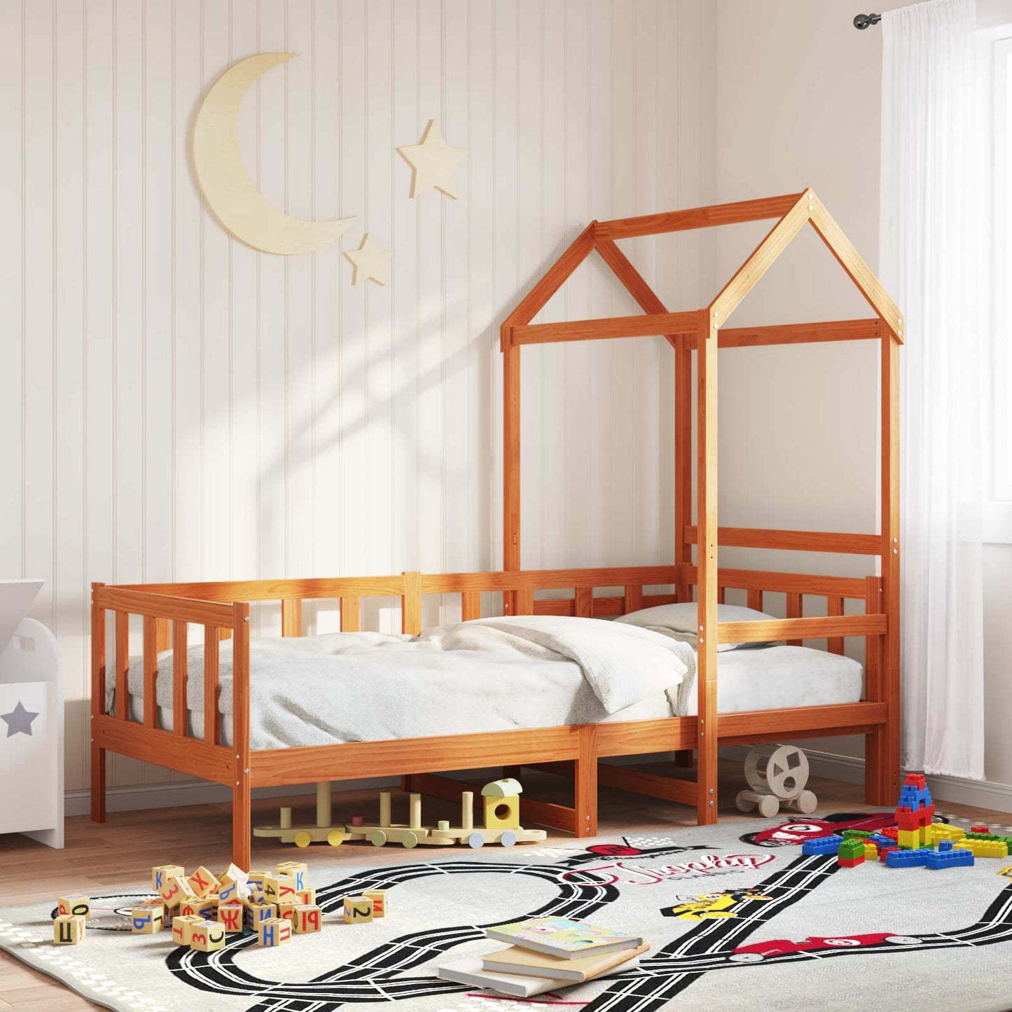 Tagesbett Set 2 pcs Wachsbraun Massives Kiefernholz