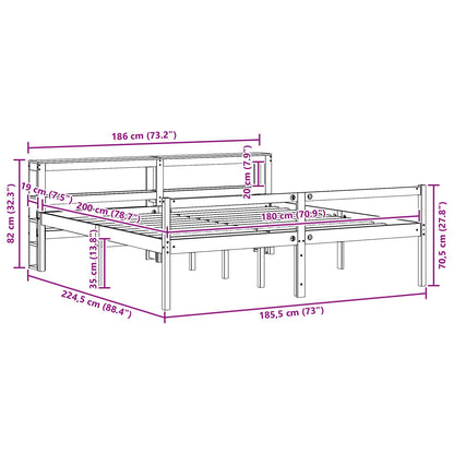 vidaXL Bettrahmen mit Kopfteil 2 pcs Wachsbraun Massivholz Kiefer