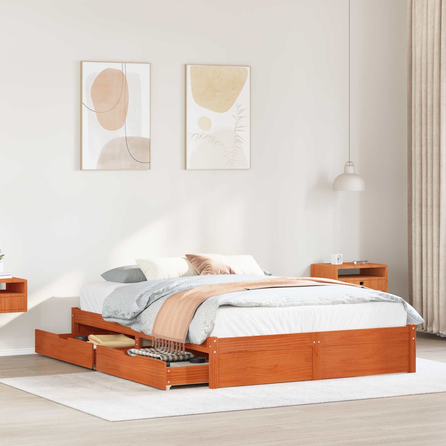 vidaXL Cadre de lit ciré marron 160 x 200 cm Bois de pin massif