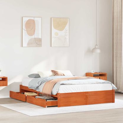 vidaXL Cadre de lit ciré marron 160 x 200 cm Bois de pin massif