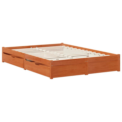 vidaXL Cadre de lit ciré marron 160 x 200 cm Bois de pin massif