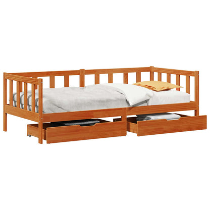 vidaXL Tagesbett mit Kopfteil 3 pcs Wachsbraun Massivholz Kiefer