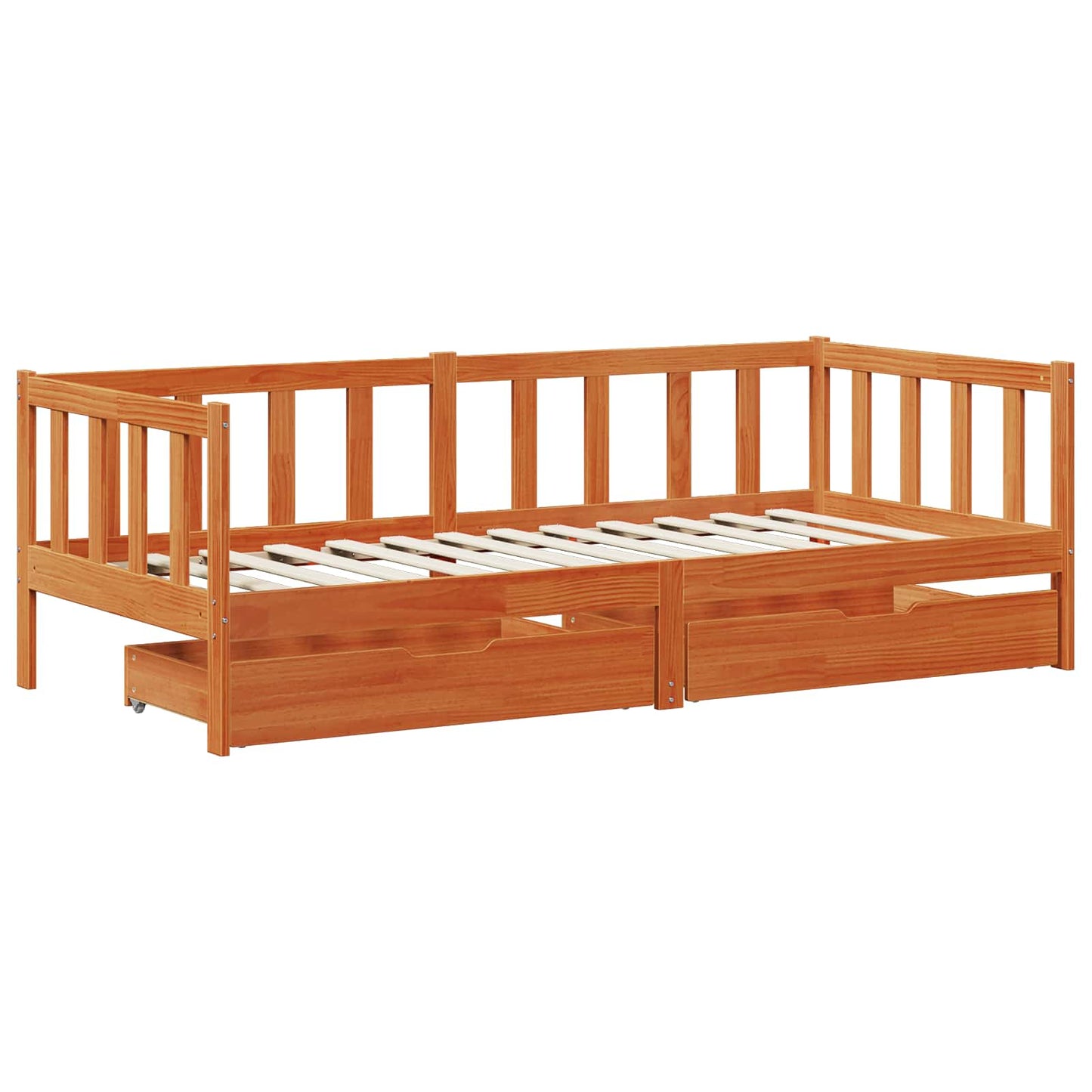 vidaXL Tagesbett mit Kopfteil 3 pcs Wachsbraun Massivholz Kiefer