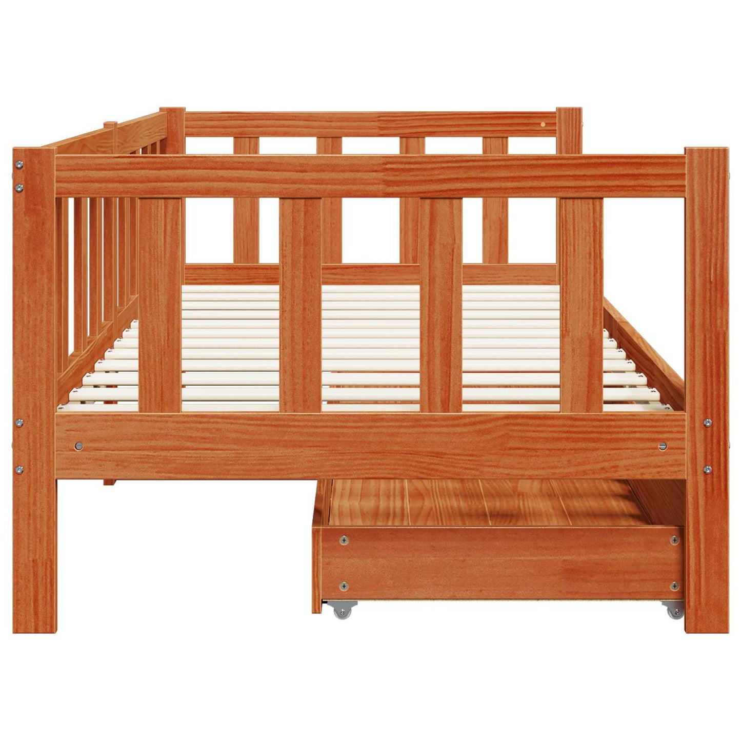 vidaXL Tagesbett mit Kopfteil 3 pcs Wachsbraun Massivholz Kiefer