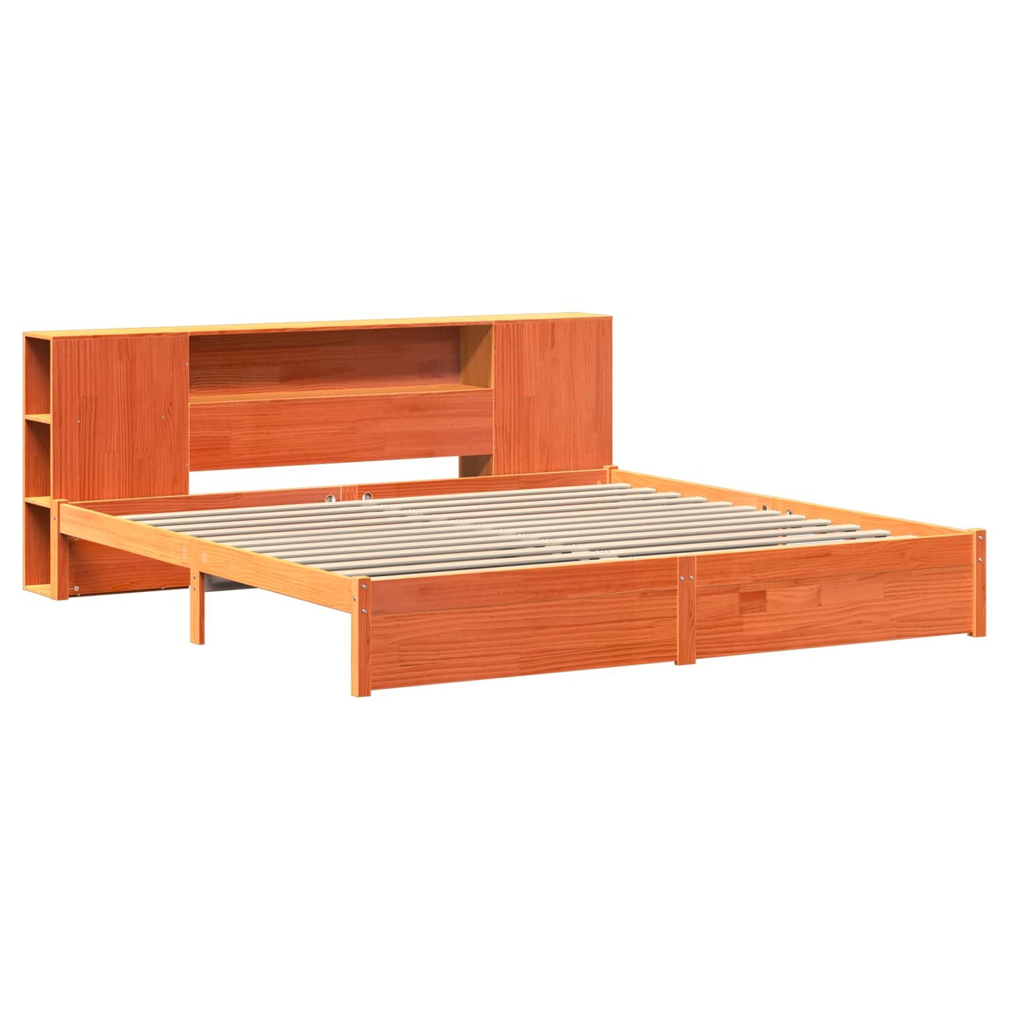 vidaXL Bettgestell mit Aufbewahrungskopfteil 2 pcs Wachsbraun