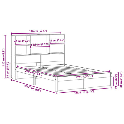 Bettgestell mit Aufbewahrungskopfteil Wachsbraun 140 x 200 cm