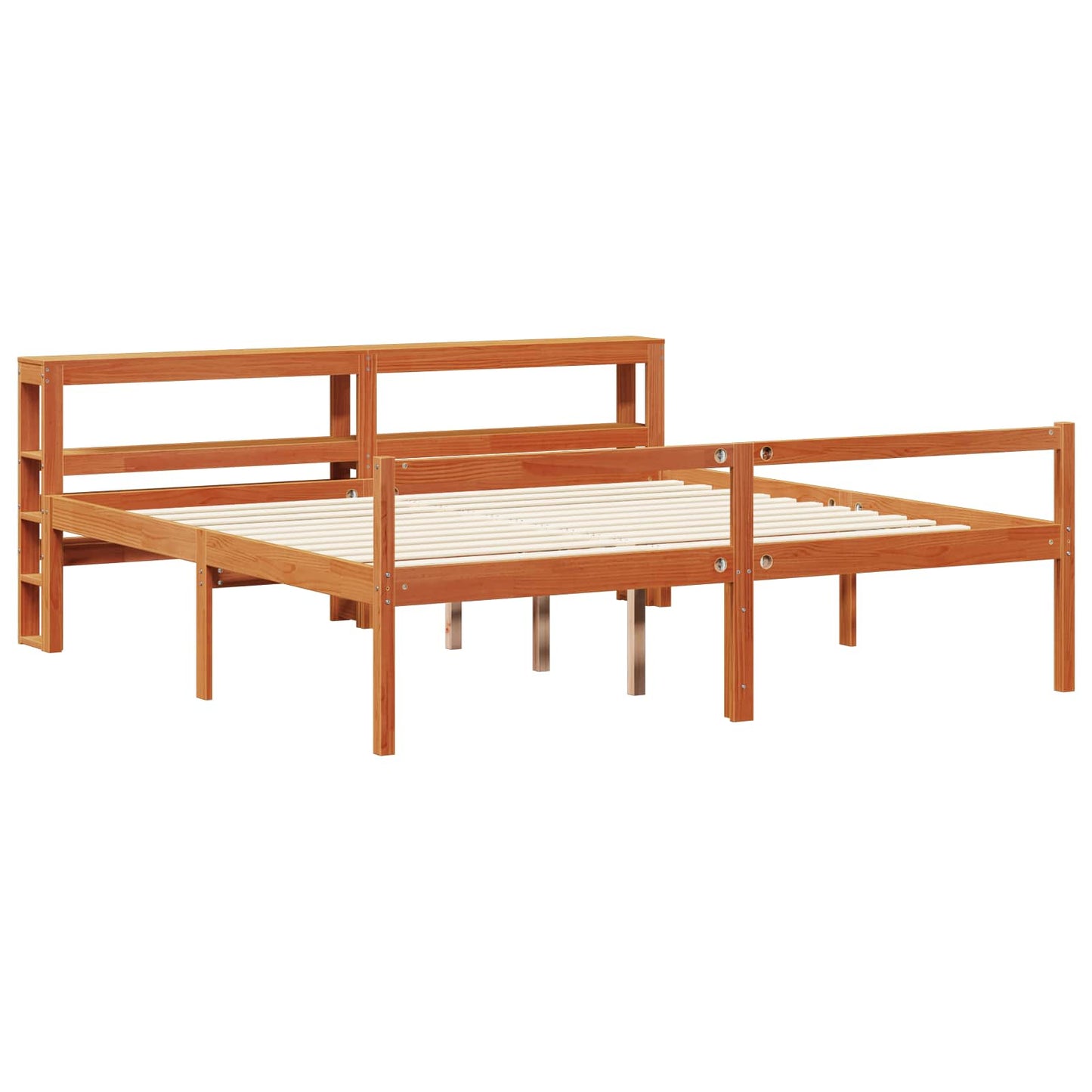 vidaXL Bettrahmen mit Kopfteil 2 pcs Wachsbraun Massivholz Kiefer