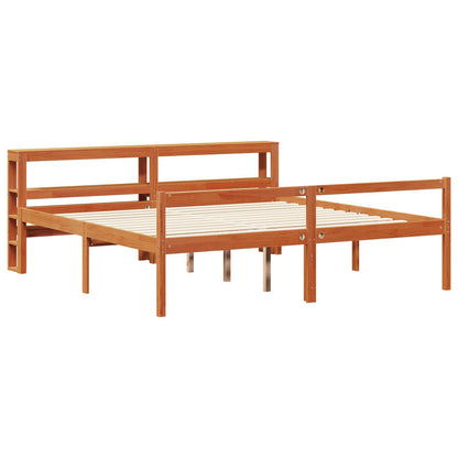 vidaXL Bettrahmen mit Kopfteil 2 pcs Wachsbraun Massivholz Kiefer