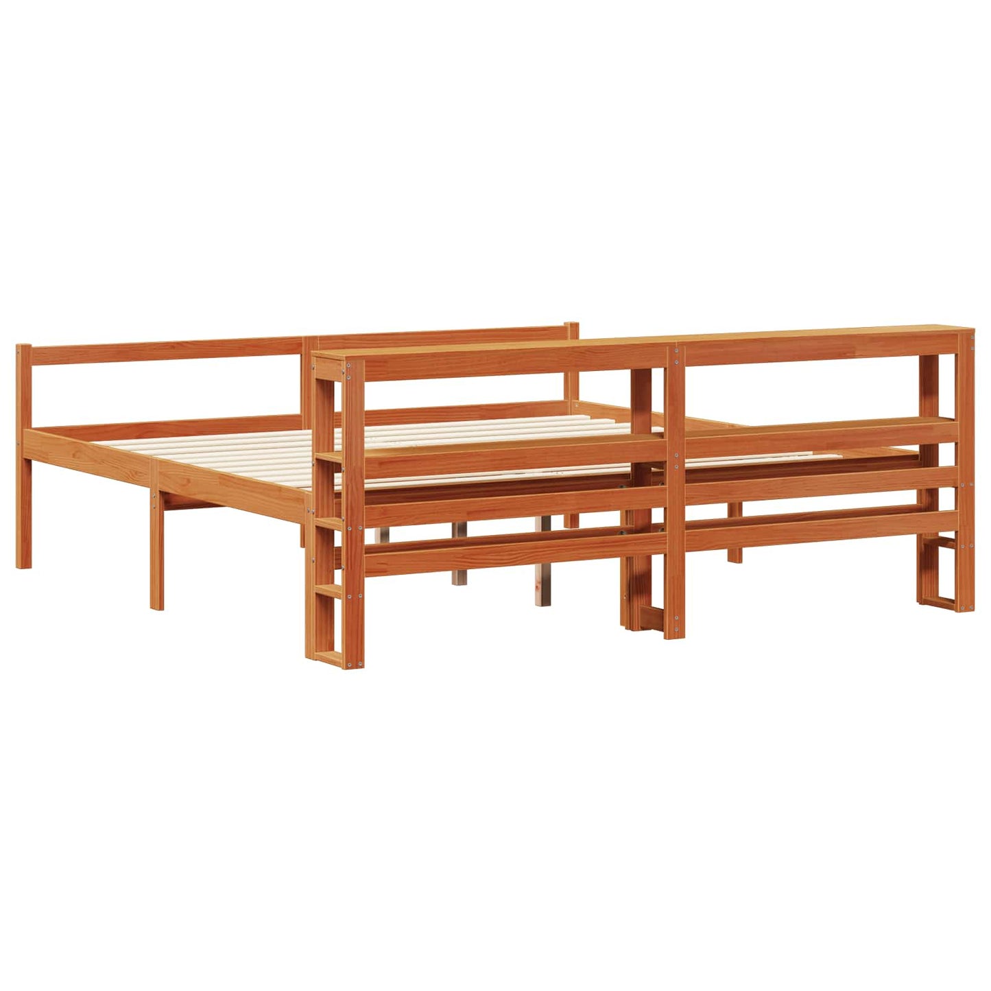 vidaXL Bettrahmen mit Kopfteil 2 pcs Wachsbraun Massivholz Kiefer