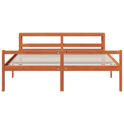 vidaXL Bettrahmen mit Kopfteil 2 pcs Wachsbraun Massivholz Kiefer
