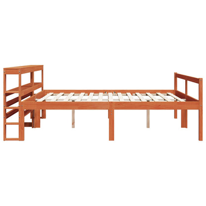 vidaXL Bettrahmen mit Kopfteil 2 pcs Wachsbraun Massivholz Kiefer