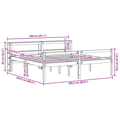 vidaXL Bettrahmen mit Kopfteil 2 pcs Wachsbraun Massivholz Kiefer