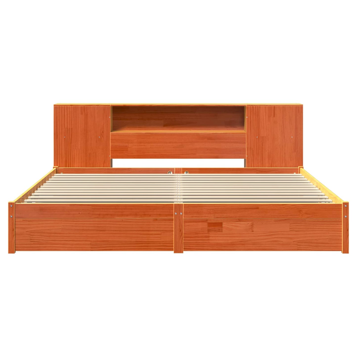 Bettgestell mit Aufbewahrungskopfteil 2 pcs Wachsbraun