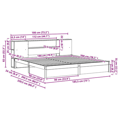 Bettgestell mit Aufbewahrungskopfteil 2 pcs Wachsbraun