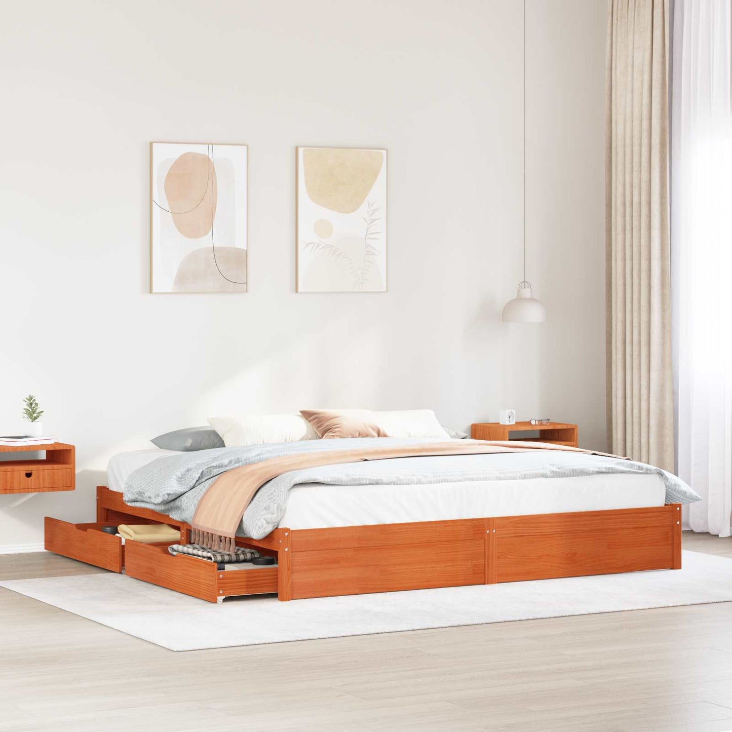 vidaXL Bettrahmen Wachsbraun 180 x 200 cm Massivholz Kiefer
