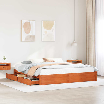 vidaXL Bettrahmen Wachsbraun 180 x 200 cm Massivholz Kiefer